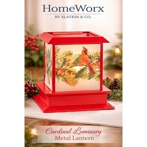 HomeWorx by‎ Slatkin &Co Cardinal Luminary Metal Lantern Holiday 3-Wick Holder